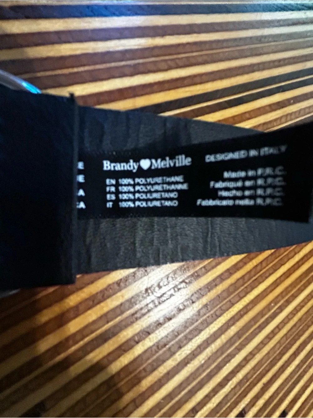 Brandy Melville Black Belt with Silver Ring Buckle